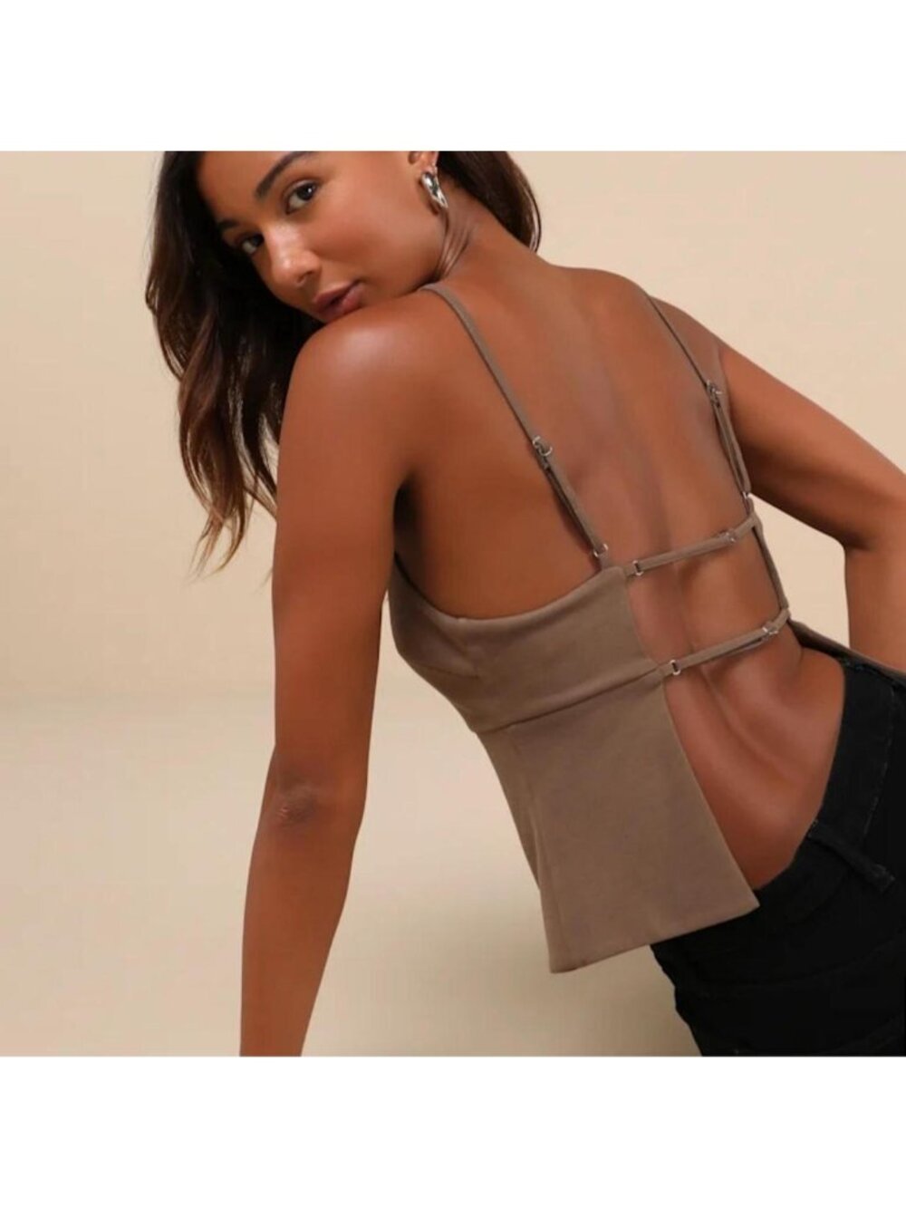 Lulus tan open back top #openback #fashion #sexy #cute #evening